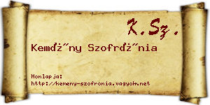 Kemény Szofrónia névjegykártya